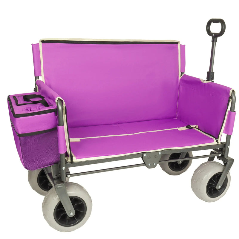 3-in-1 Heavy-Duty Folding Wagon Cart with Bench Seat & Storage by HouseOfZazla