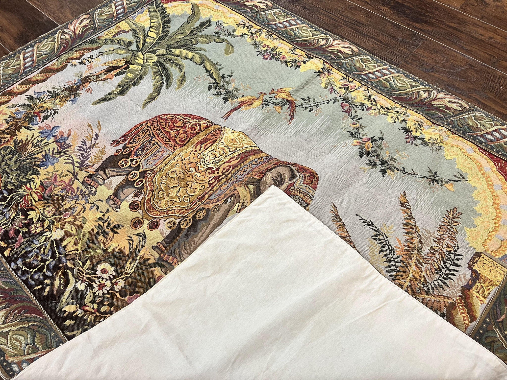 Vintage Tapestry 4 x 5.6, Adorned Elephant Pictorial by Jewel Rugs