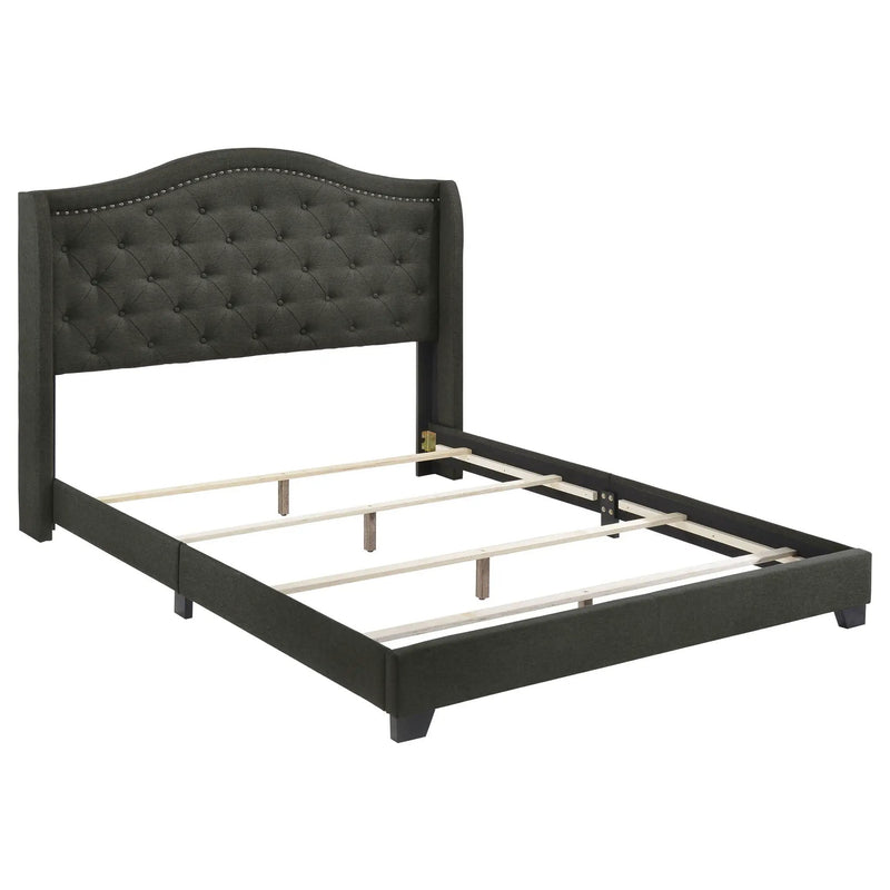 Sonoma Upholstered Eastern King Wingback Bed Grey by Unique Piece Furniture