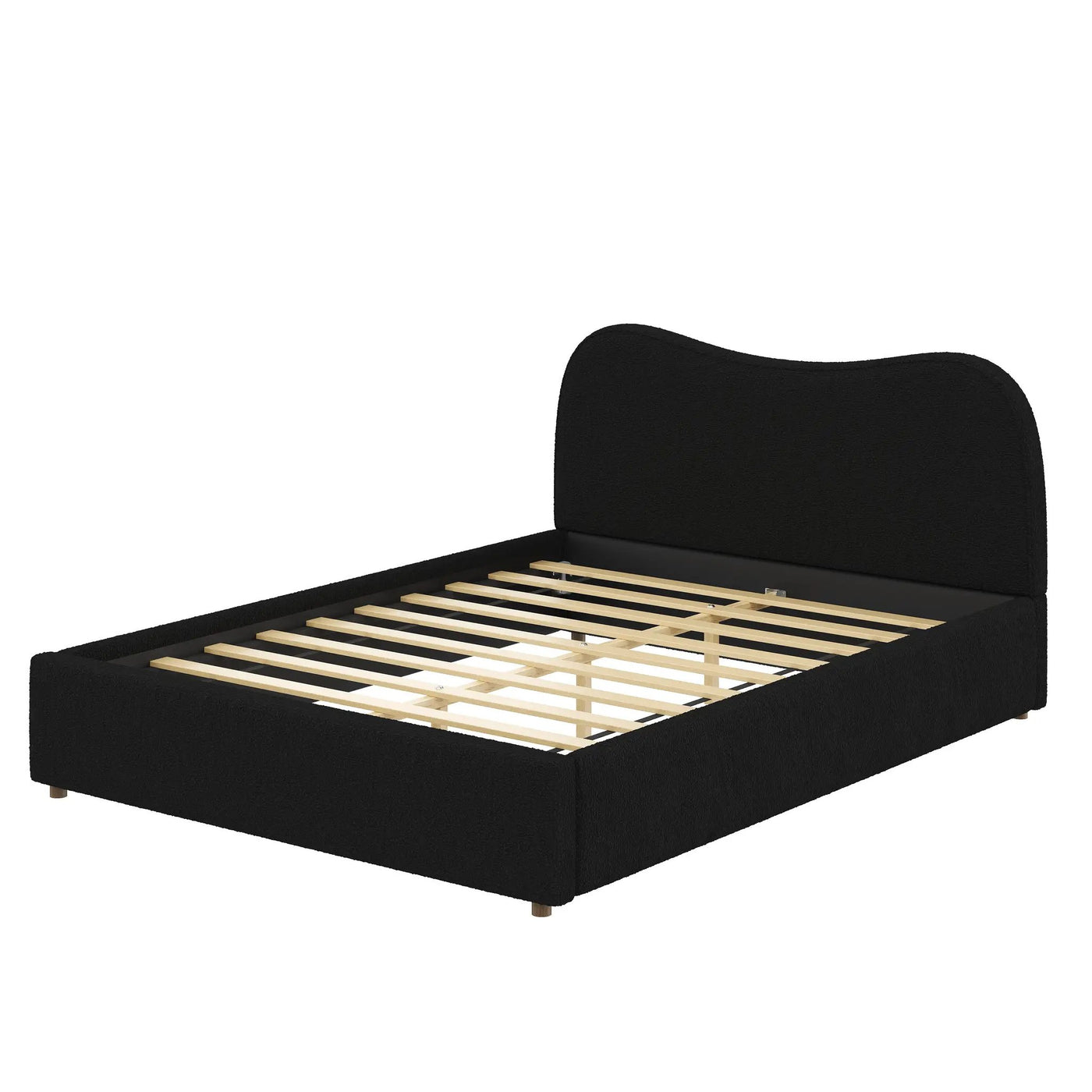 Queen Size Upholstered Platform Bed with Wooden Slats by HouseOfZazla