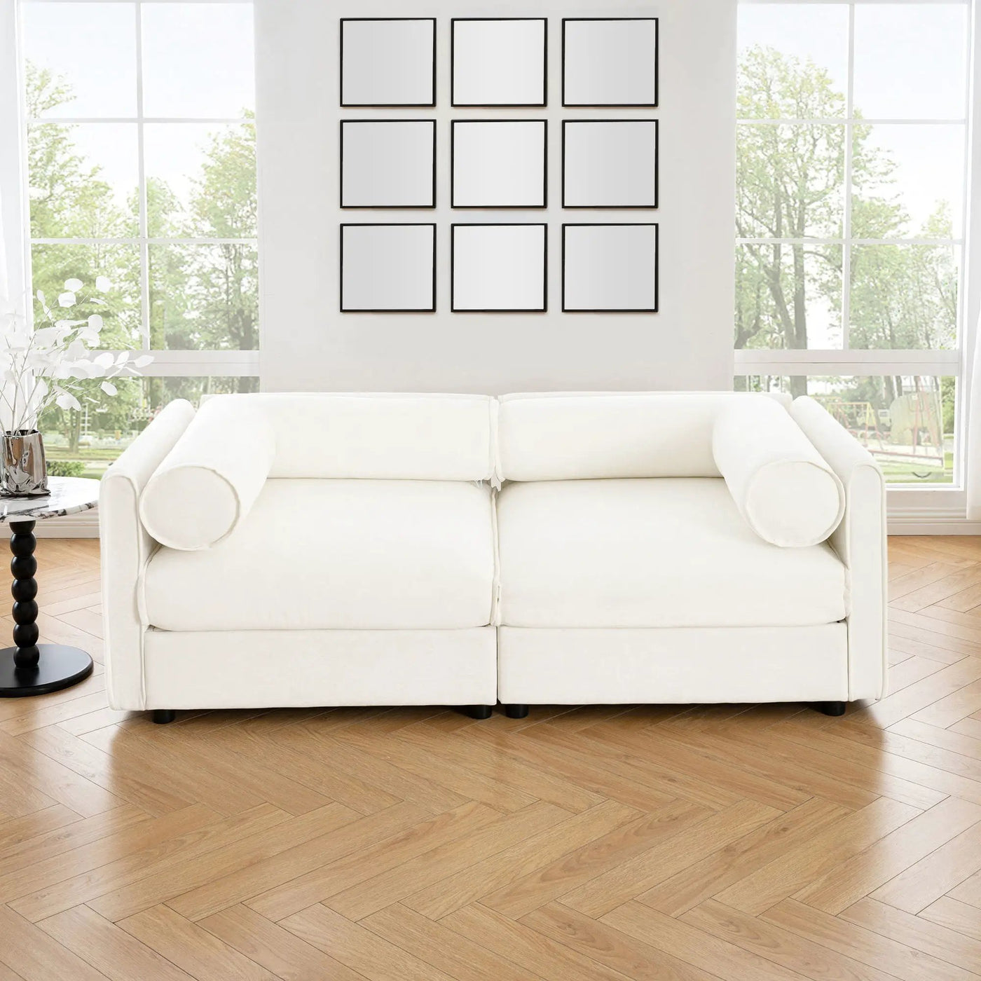 Stylish Sofa With Storage Seat And Cylindrical Backrest by Unique Piece Furniture