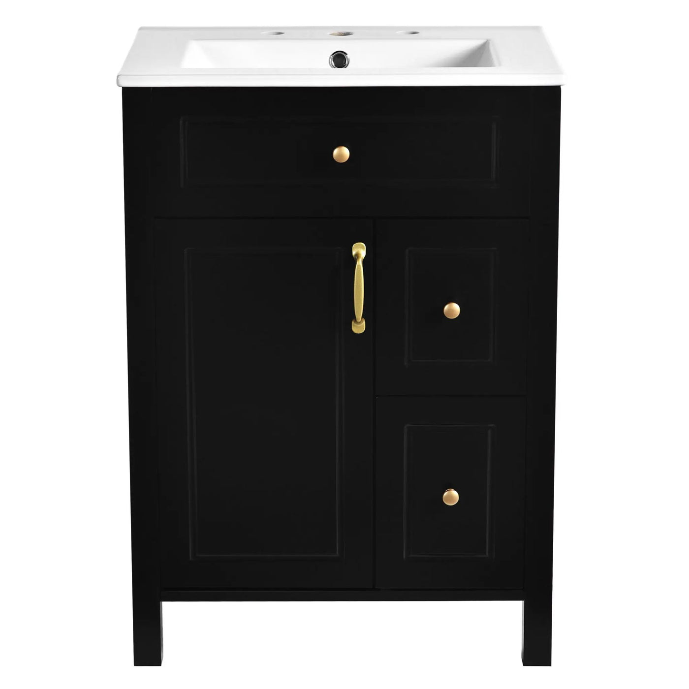 Elegant Bathroom Vanity With Ceramic Sink, Soft Close Doors And Drawers, Double Storage Racks by HouseOfZazla