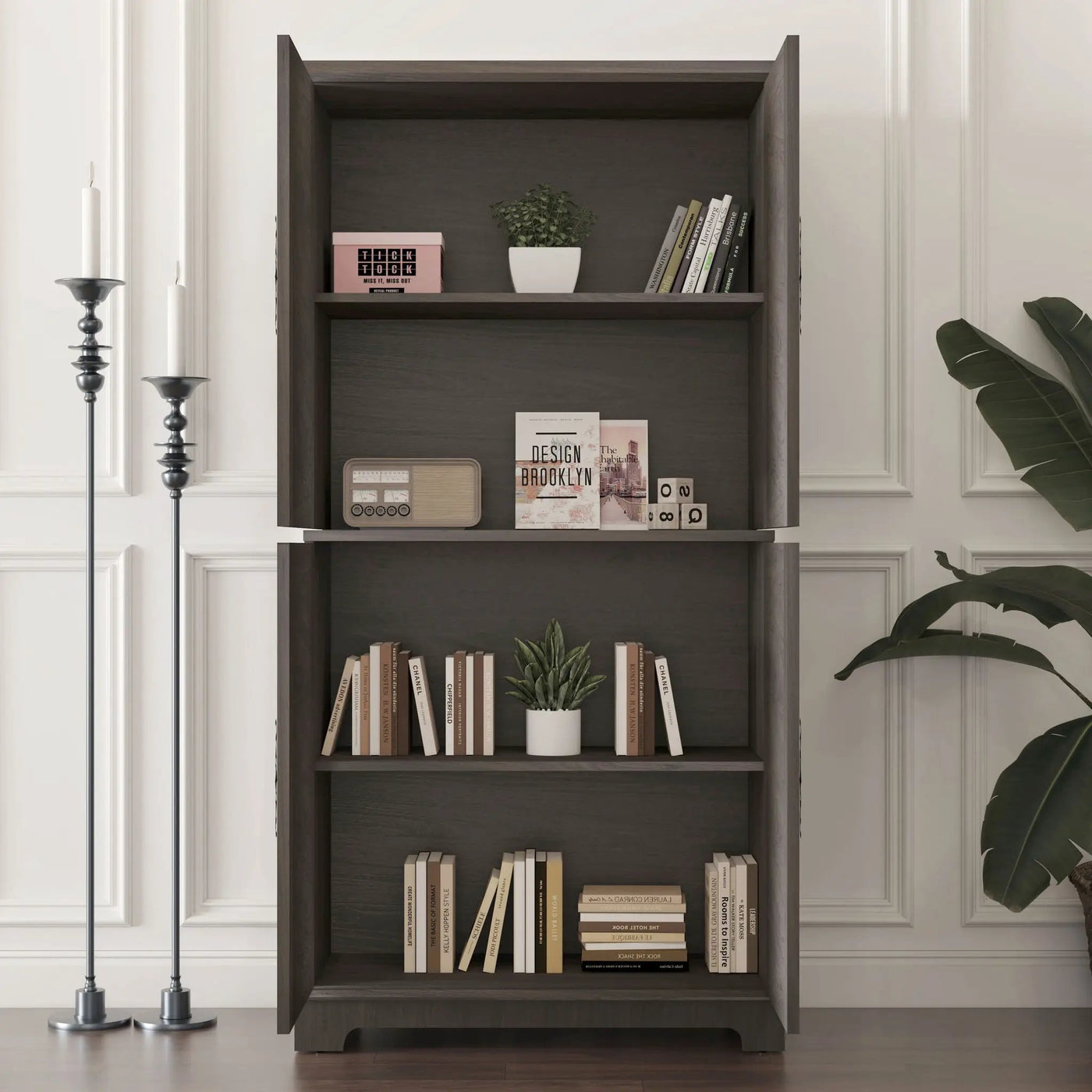 Modern Sideboard Buffet With 4 Mirrored Doors, Adjustable Shelves by HouseOfZazla