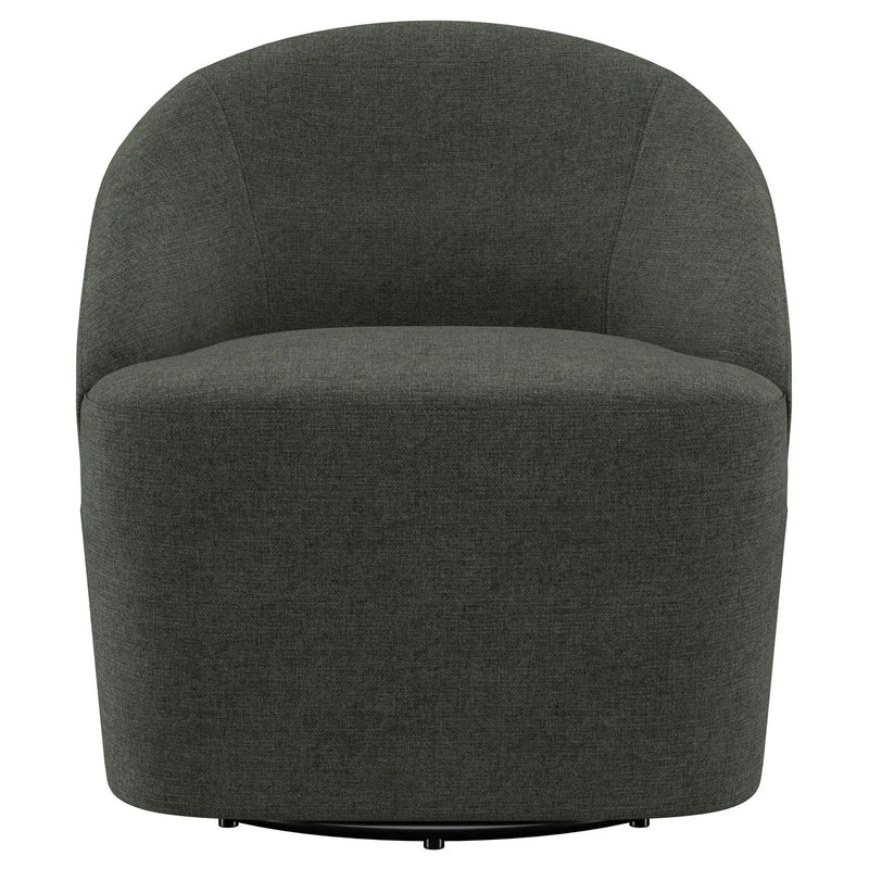 Leon Upholstered Barrel Accent Swivel Chair Hunter Green by Unique Piece Furniture