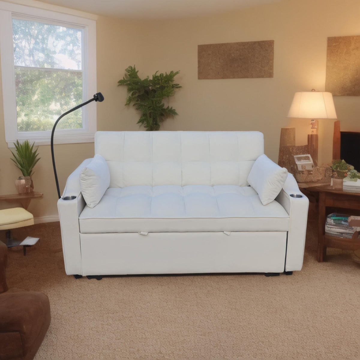 Modern Loveseat Futon Sofa with Pullout Bed and Adjustable Backrest - Multiple Colors, photo 24 of 40