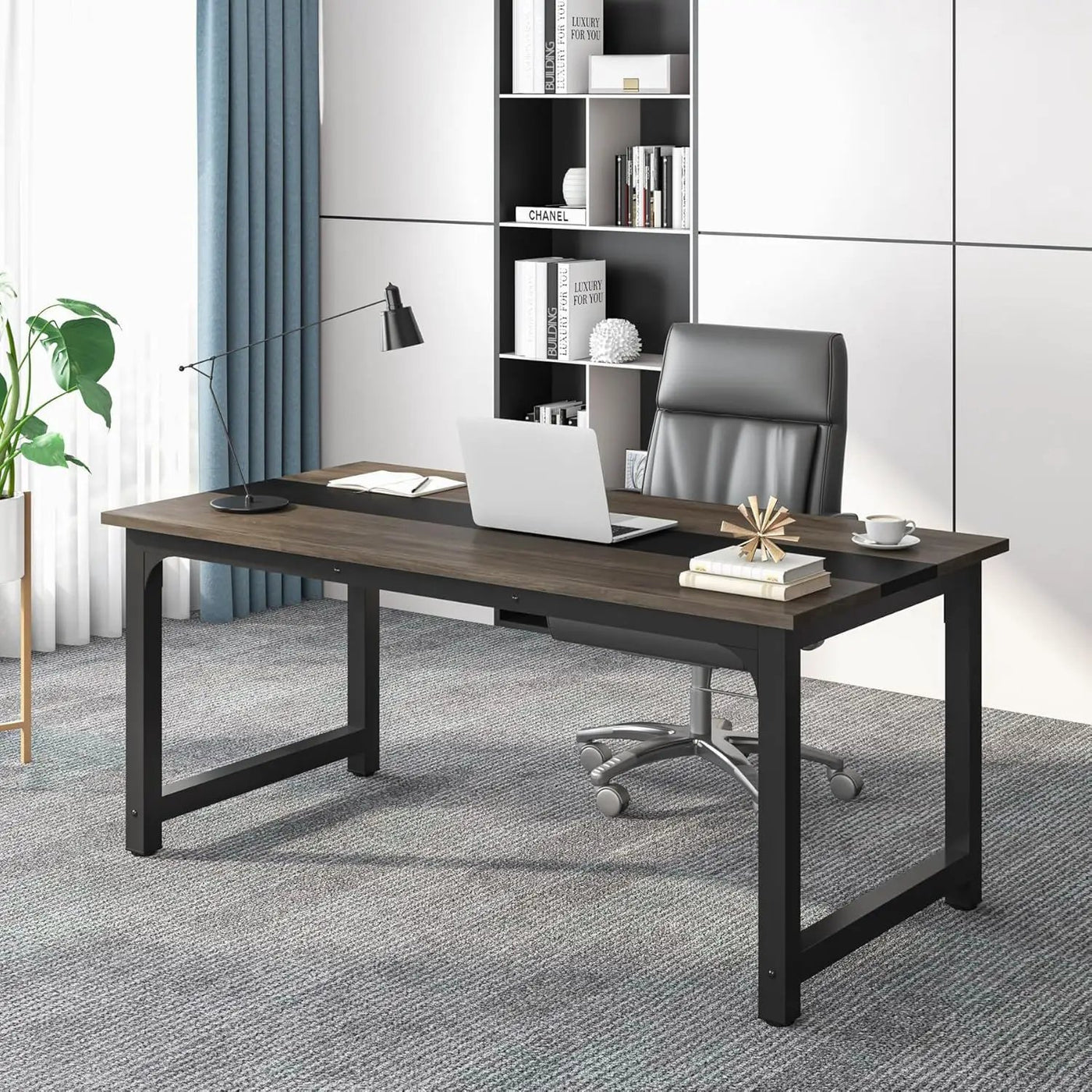 Large Computer Desk With Steel Frame for Home Office Workstation by HouseOfZazla