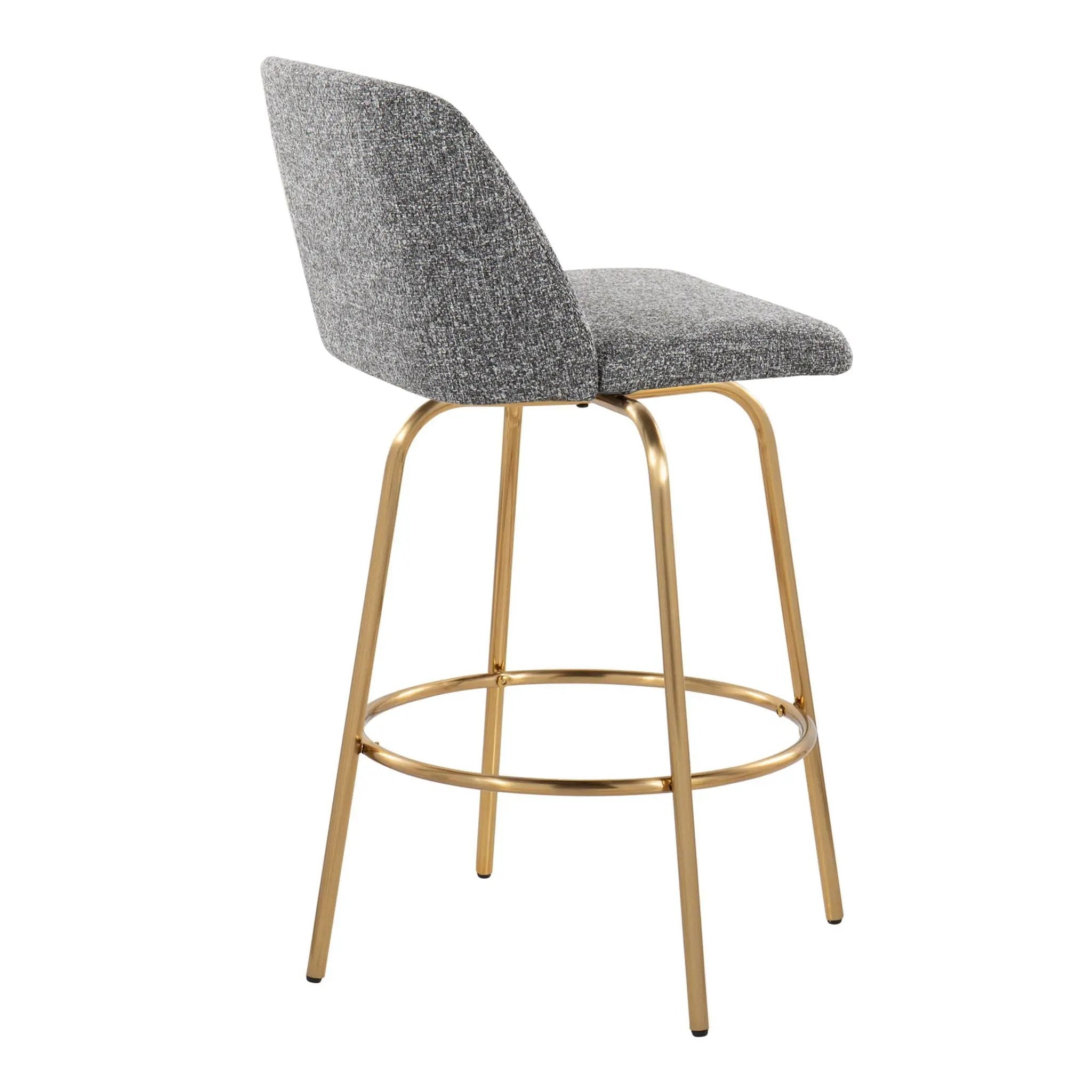 Toriano - Contemporary, Fixed Height Counter Stool With Swivel With Round Footrest (Set of 2) by Unique Piece Furniture