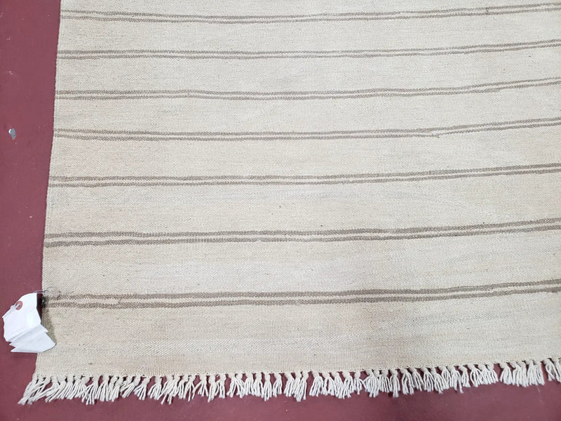 New Striped Turkish Kilim Area Rug 4x6 ft, Hand-Knotted, Wool, Light Gray, Earth Tone Decor, Flatweave Kilim, Two Toned Rug, Southwestern by Jewel Rugs