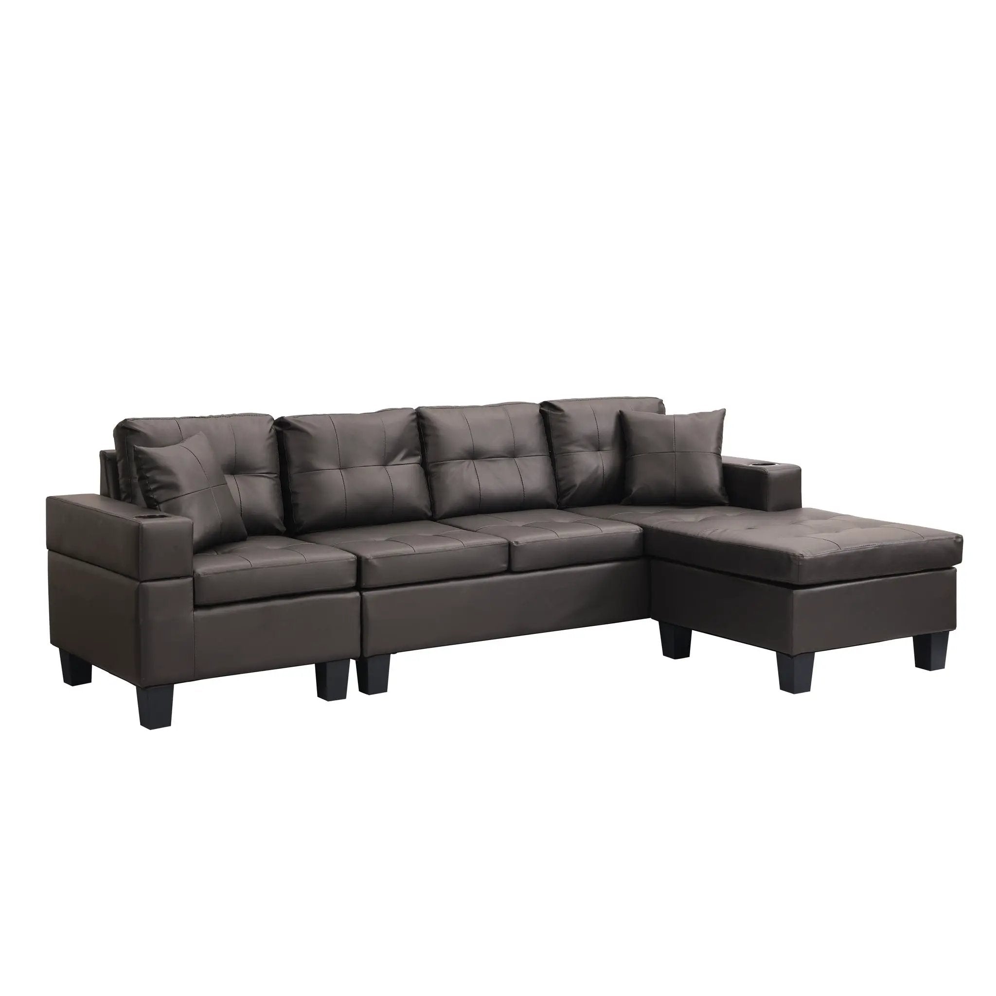 Modern Sectional Sofa Set With Chaise Lounge And Cup Holder by HouseOfZazla