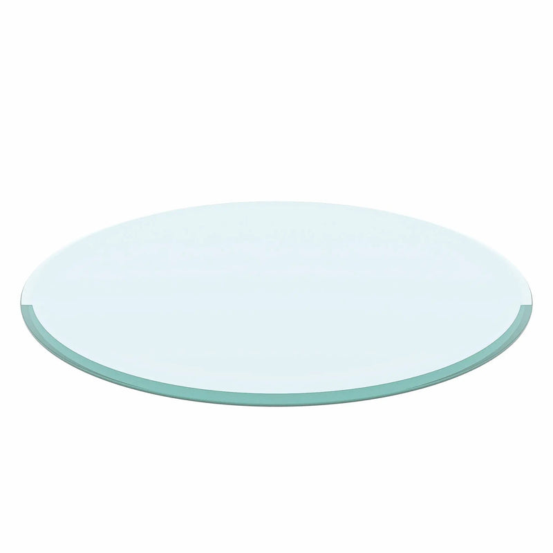 28" Round Tempered Glass Table Top Clear Glass Thick Beveled Polished Edge by HouseOfZazla