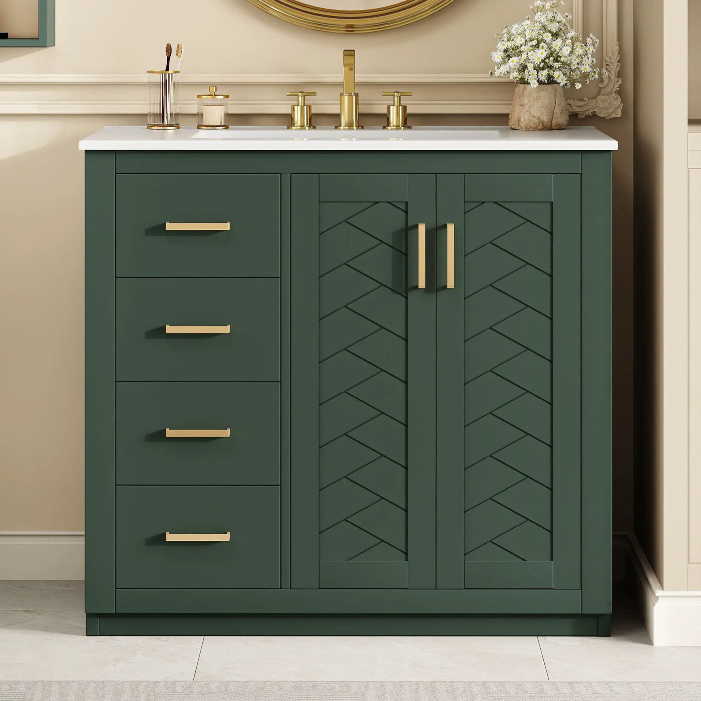 Bathroom Vanity With Sink Combo, Storage Cabinet, Freestanding Set With 3 Drawers & Soft Closing Doors by HouseOfZazla