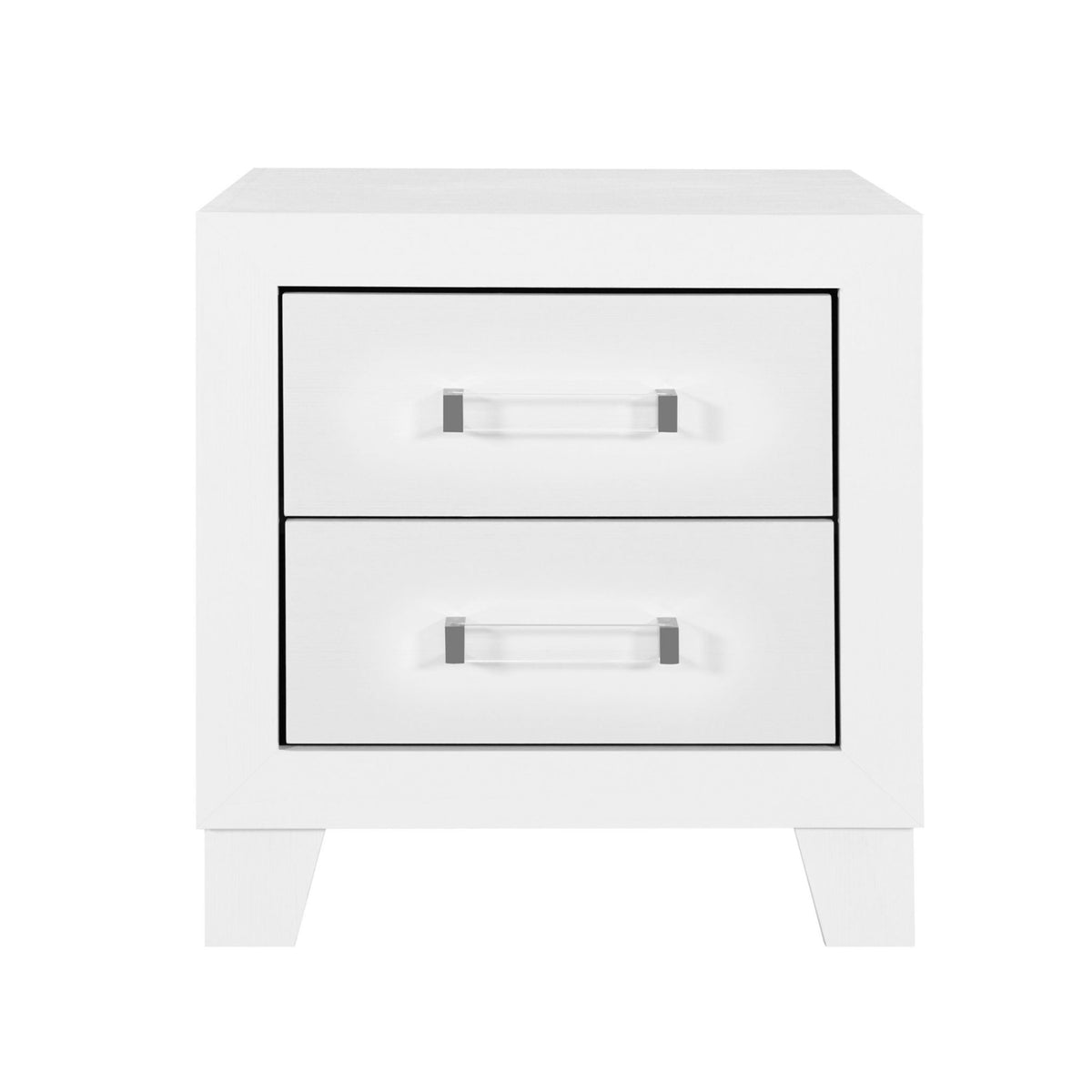 White Nightstand with Modern Acrylic Hardware - Omoda