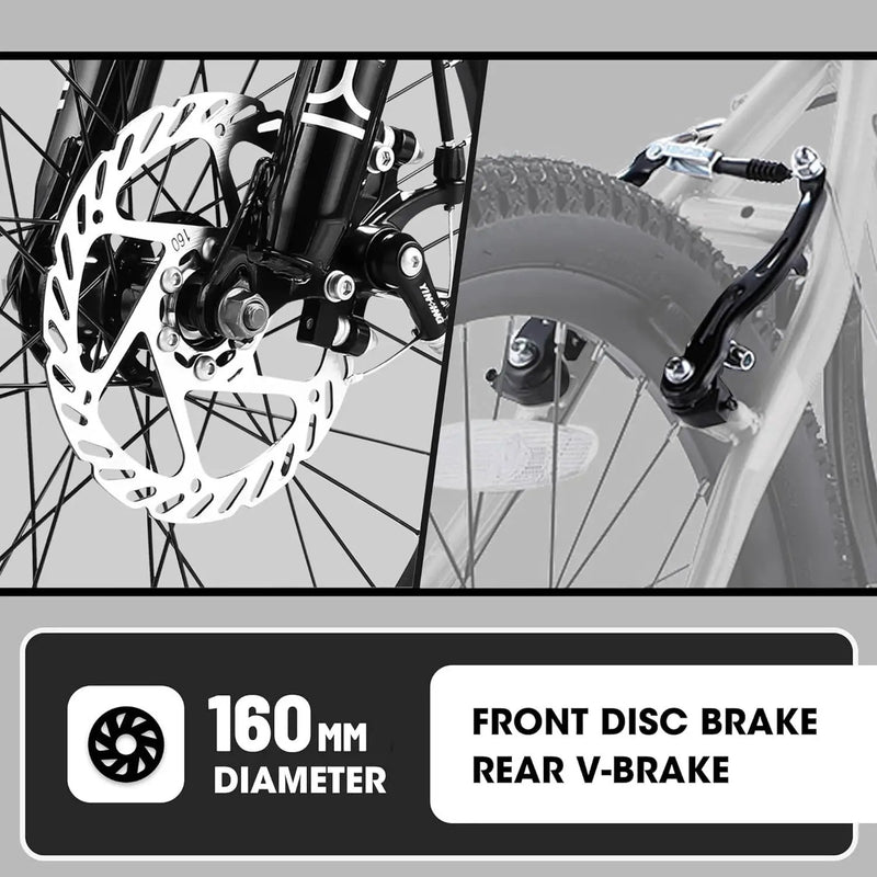 S20101 20" Kids' Bike, Boys Girls Mountain Bike Ages 8-12, 7 Speed Teenager Children Kids' Bicycles, Front Suspension Disc Brake Rear V-Brake, High Steel Frame by HouseOfZazla