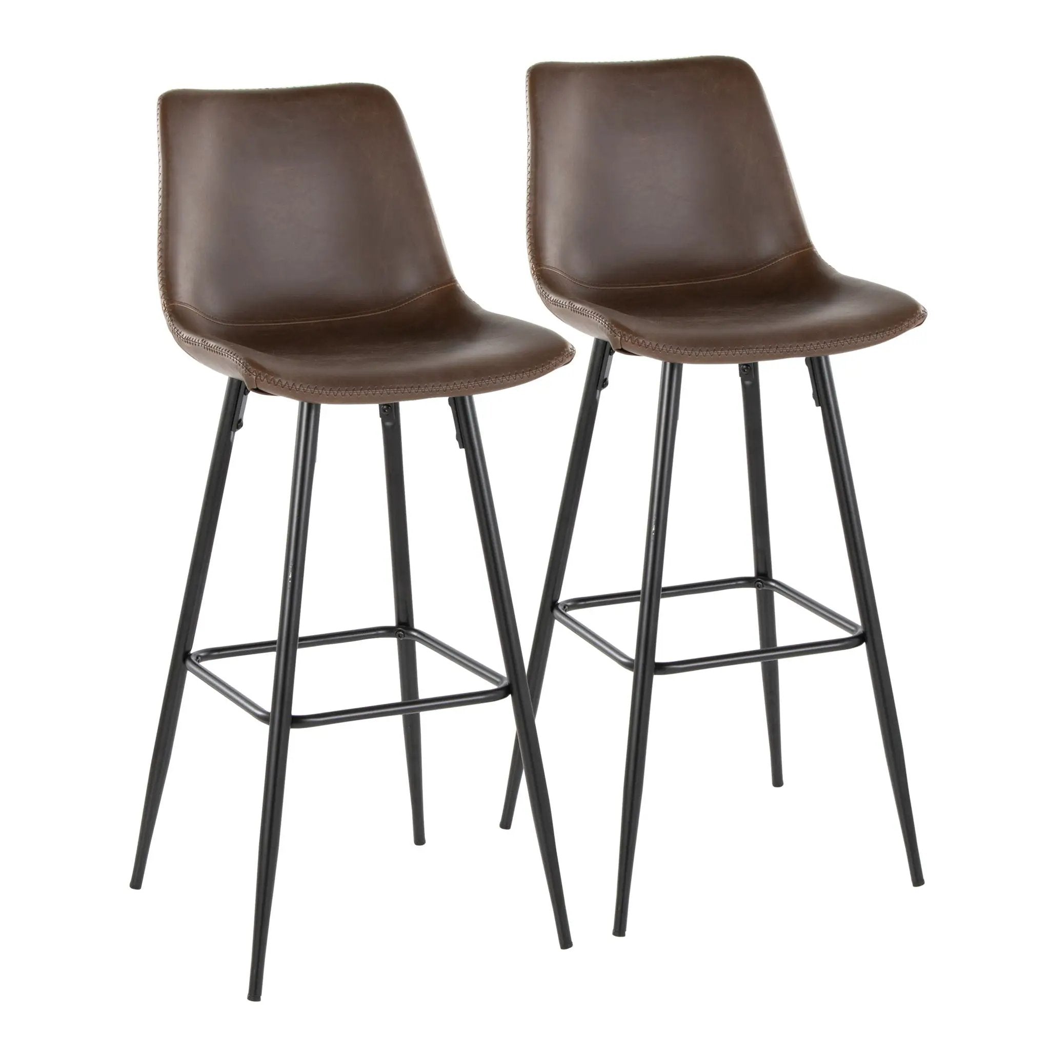 Durango - Industrial / Urban Fixed Height Barstool Square Footrest (Set of 2) - Black / Espresso by HouseOfZazla