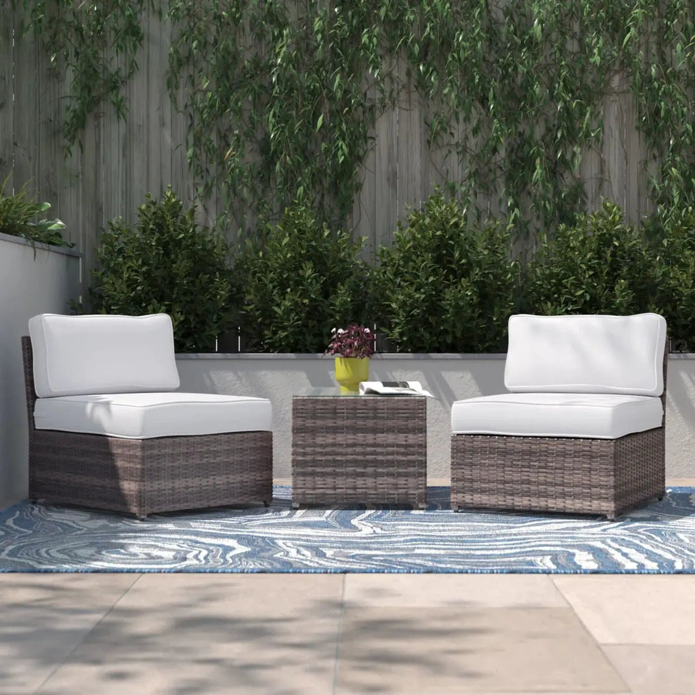 Modern Wicker Outdoor Seating Set With Cushions by HouseOfZazla