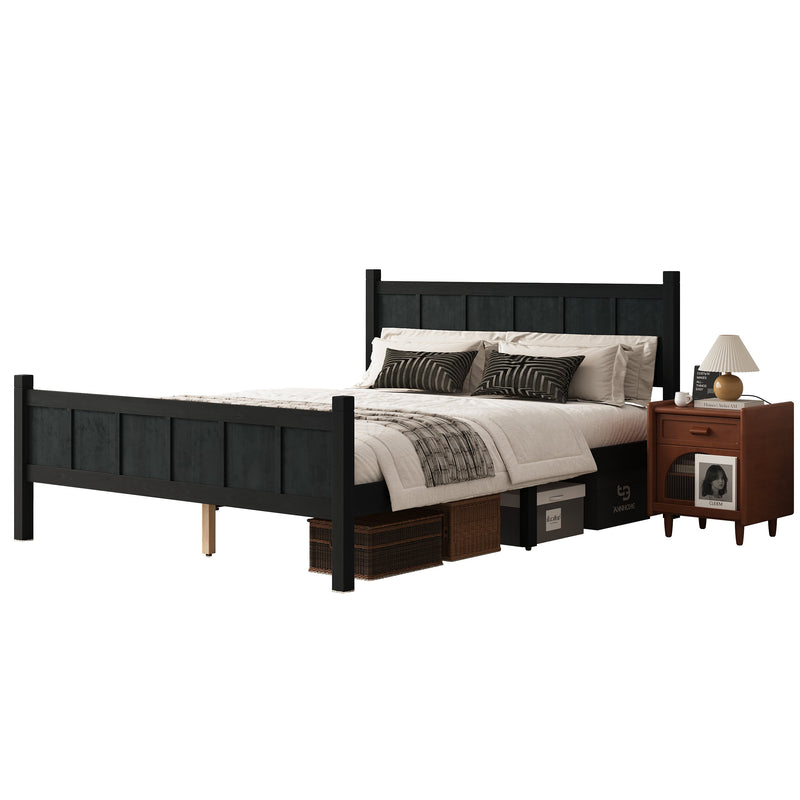Queen Size Flat Panel Bed with Headboard & Footboard by HouseOfZazla