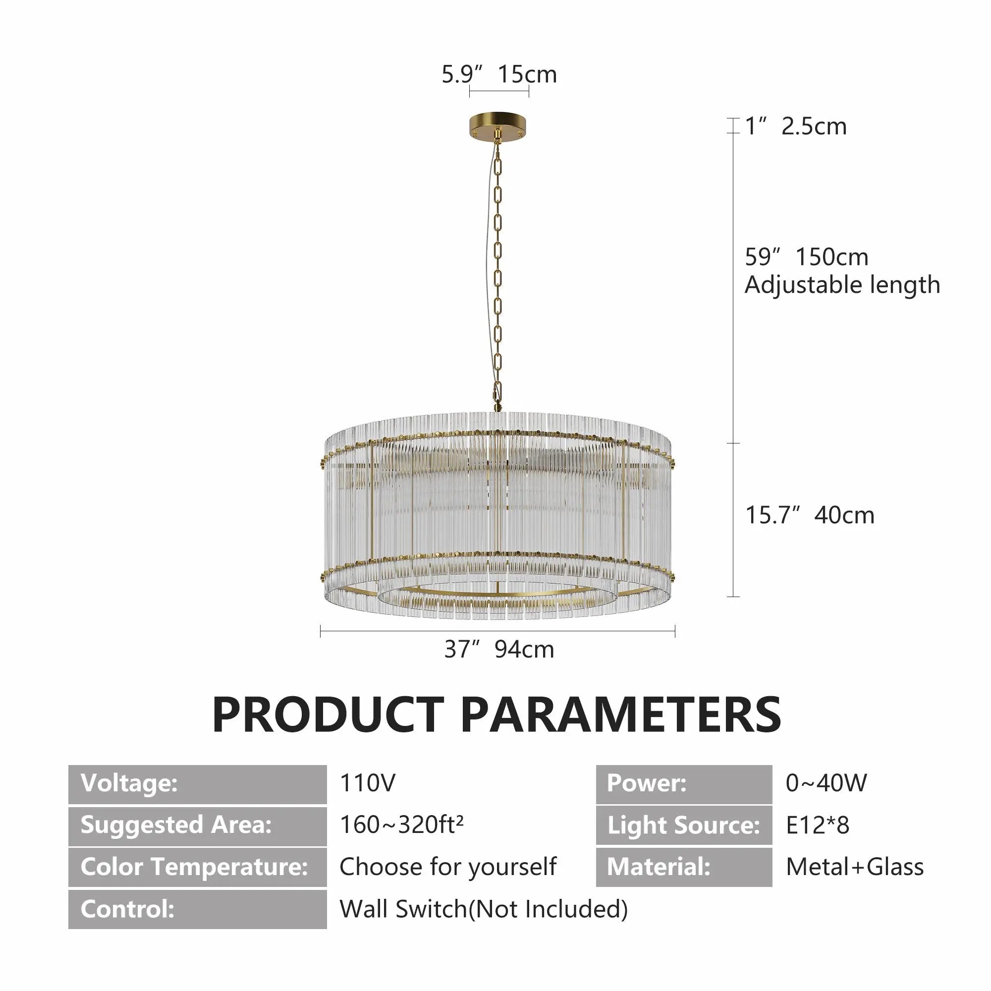 37" Modern Gold Round 8-Light Crystal Chandelier by HouseOfZazla