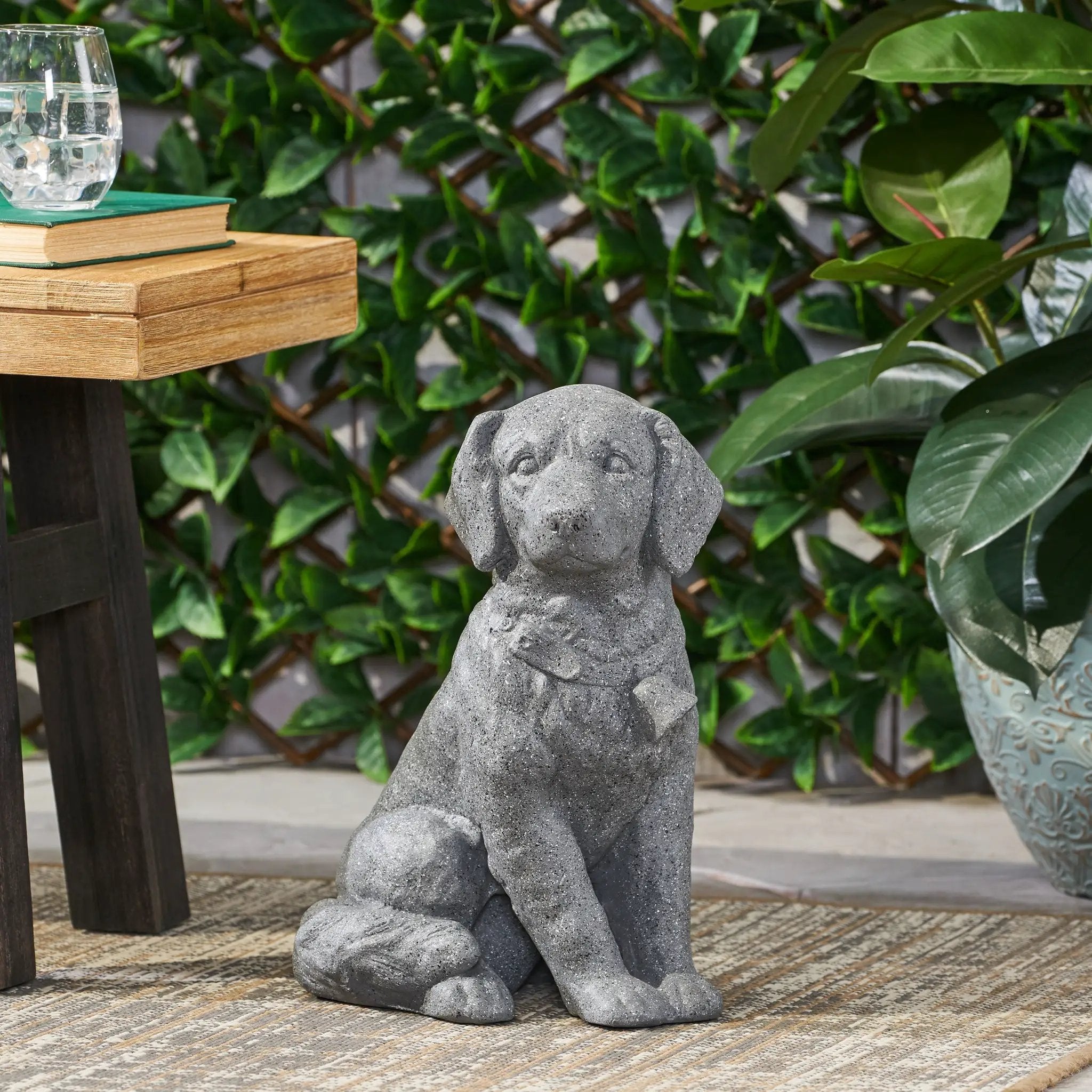 MGO Dog Statue, Outdoor Stone Gray by HouseOfZazla