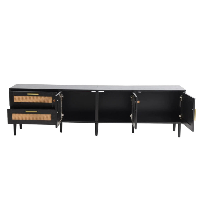 TV Stand With App-Controlled LED Lights, 2 Drawers & Door Storage