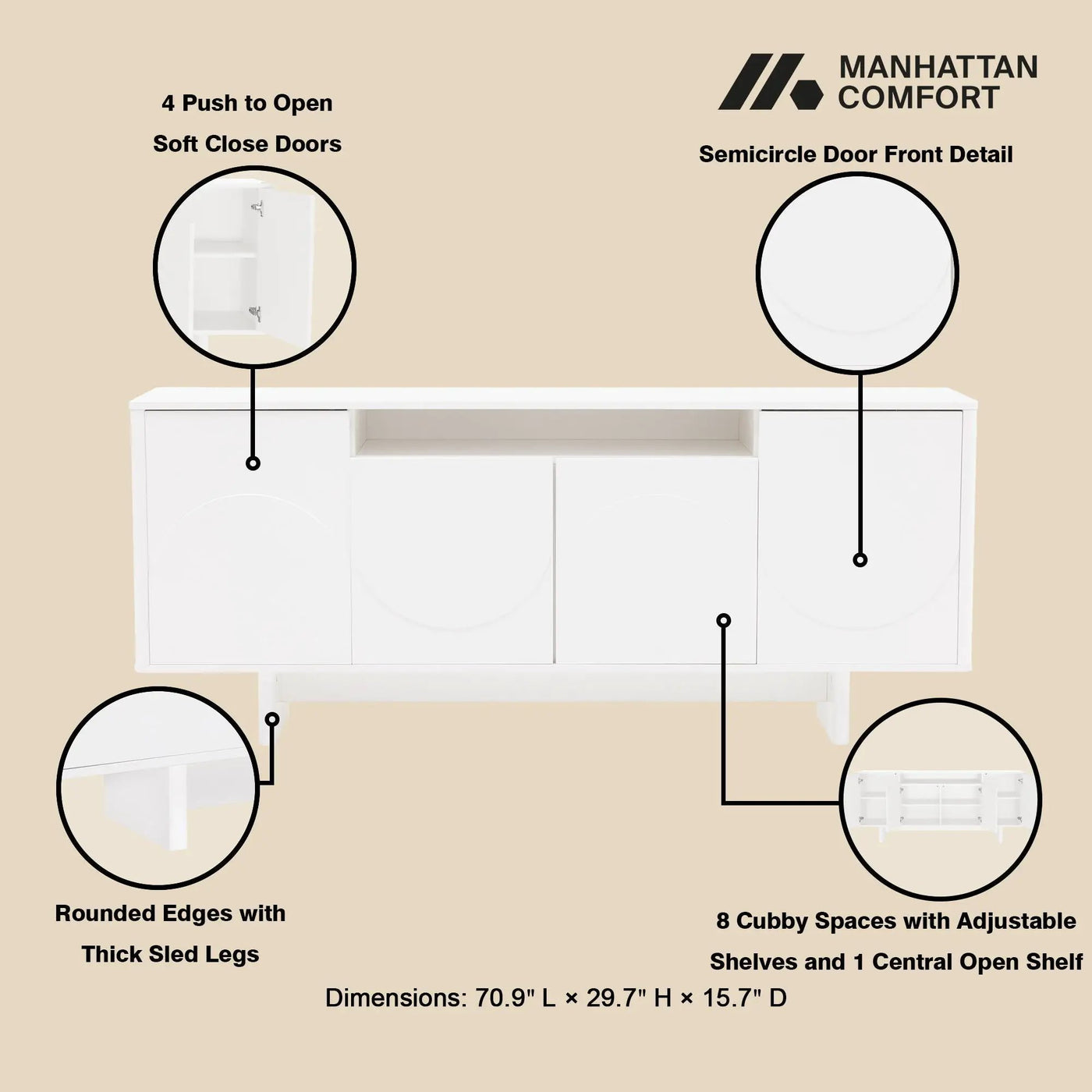 Ella - Sideboard With Adjustable Shelves by HouseOfZazla