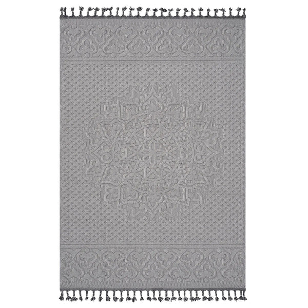 Guros - 6' X 9' Medallion Indoor / Outdoor Area Rug - White / Ivory