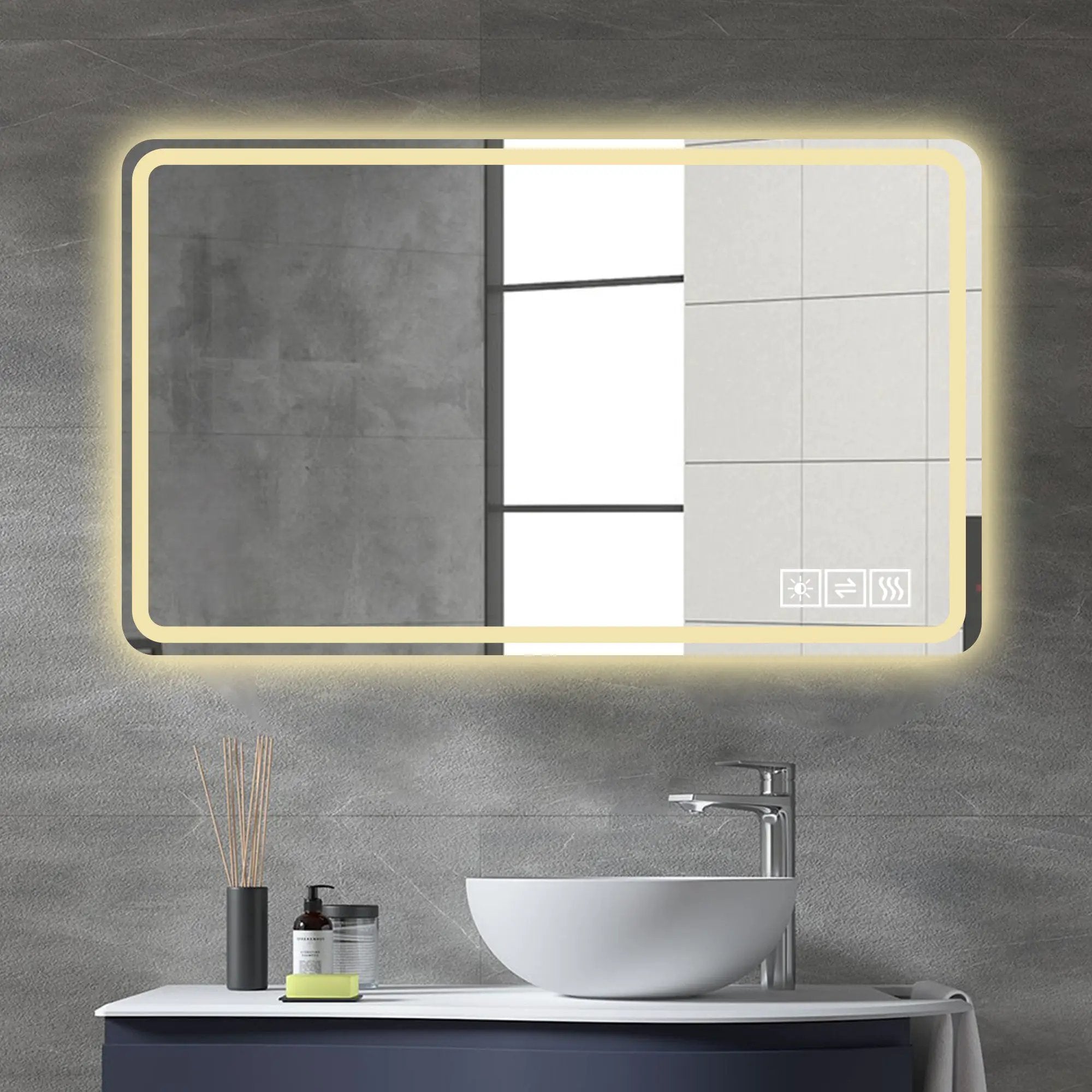 24X40 Inch LED Bathroom Mirror Vanity with Front Lights by HouseOfZazla
