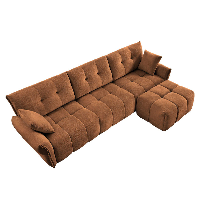 Sofa Set With Ottoman And Pillows, Textured, High Resilience Cushions by HouseOfZazla