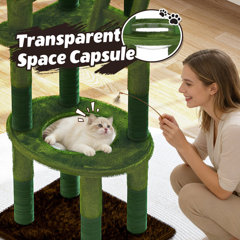 72in Cactus Cat Tree Tall Cat Tower for Indoor Cats by HouseOfZazla