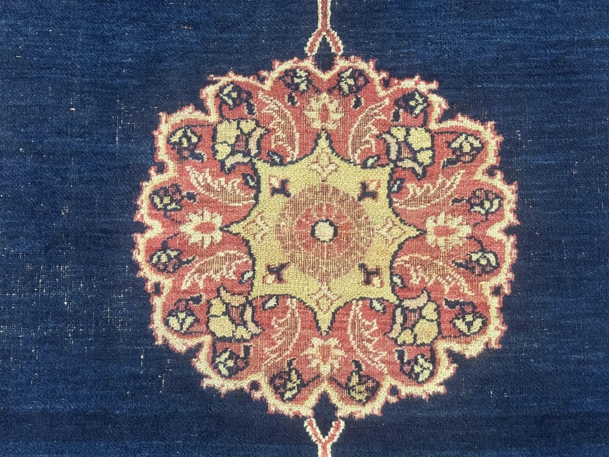 Antique Persian Mashad Rug 4x6, Semi Open Field, Navy Blue, Lion Pictorials, Triple Medallion, Dorokhsh Rug by Jewel Rugs