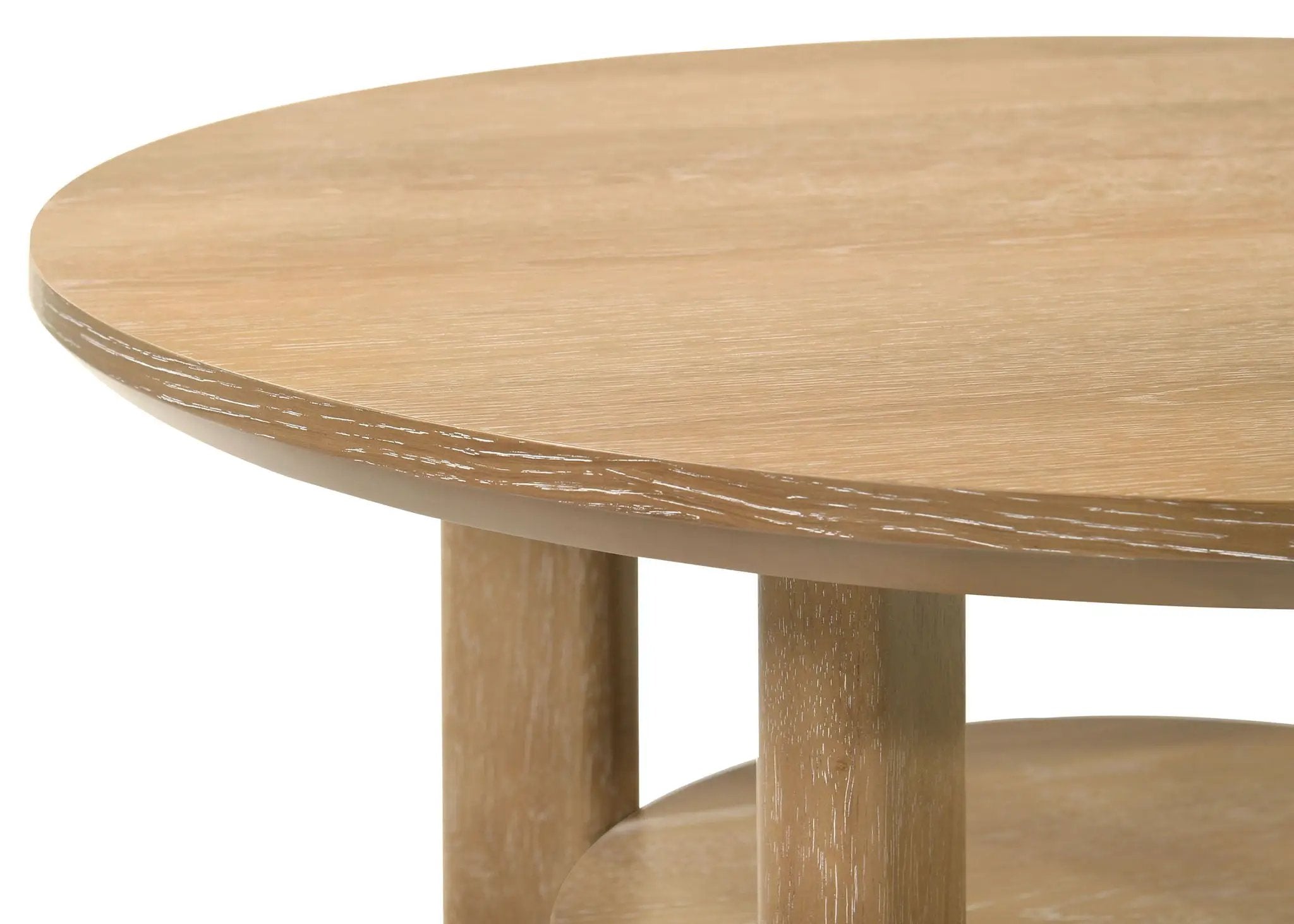 Ottowa Round Wood Side End Table with Shelf Light Oak by Unique Piece Furniture