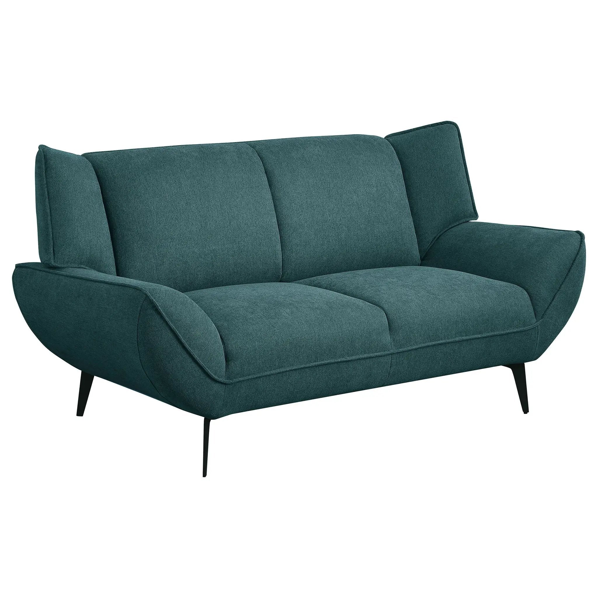 Logan - Flared Arm Loveseat Lounge Sofa - Teal Blue by HouseOfZazla