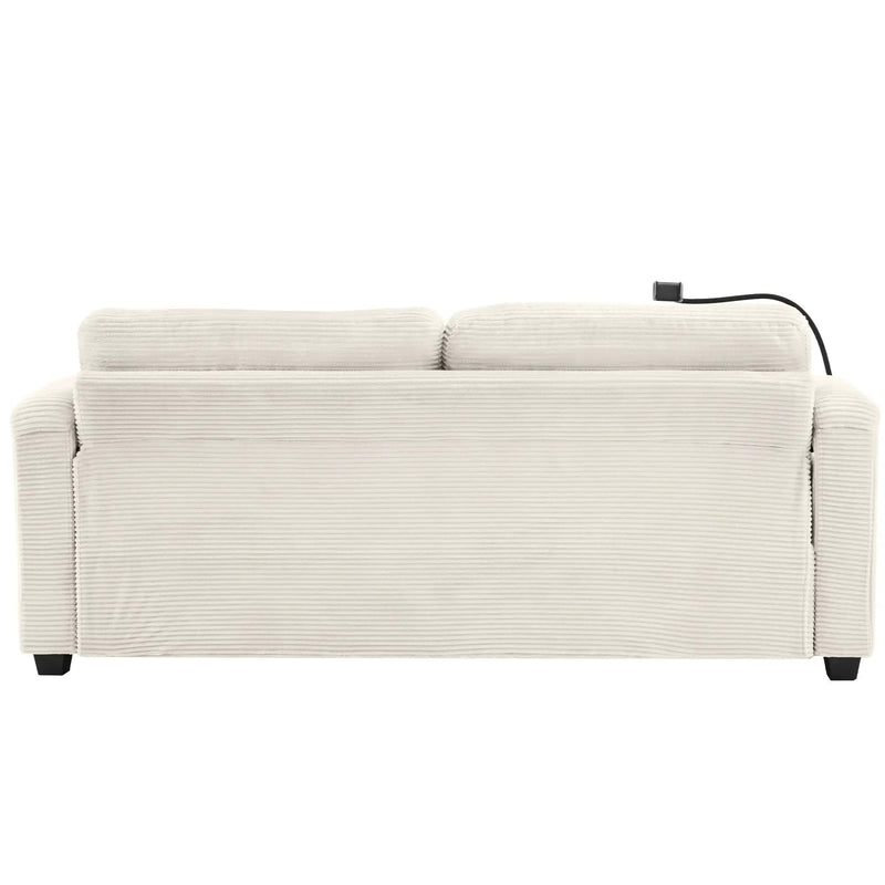 Sleeper Sofa Loveseat Sofa With Full Size Mattress, 2 USB Ports, 2 Cup Holders, 2 Side Pockets And Phone Holder by HouseOfZazla