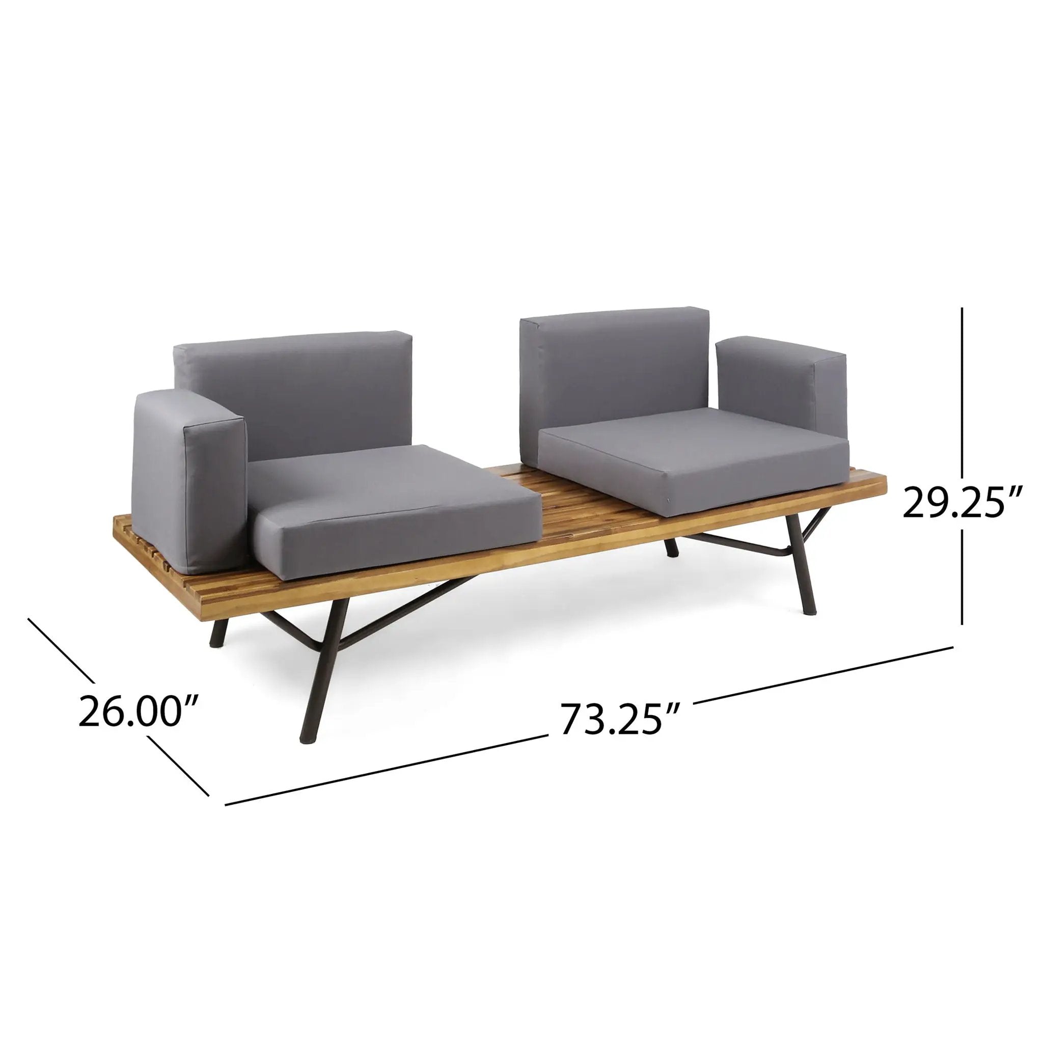 2 Piece Patio Set With Loveseat And Coffee Table - Natural / Dark Gray by HouseOfZazla