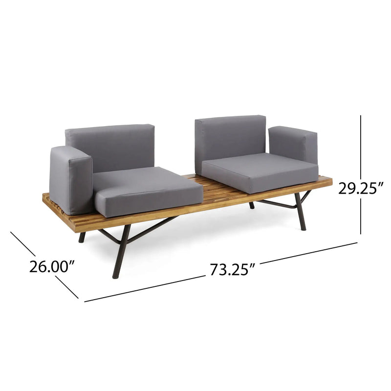 Outdoor Sofa With Cushions And Iron Legs - Dark Gray by HouseOfZazla