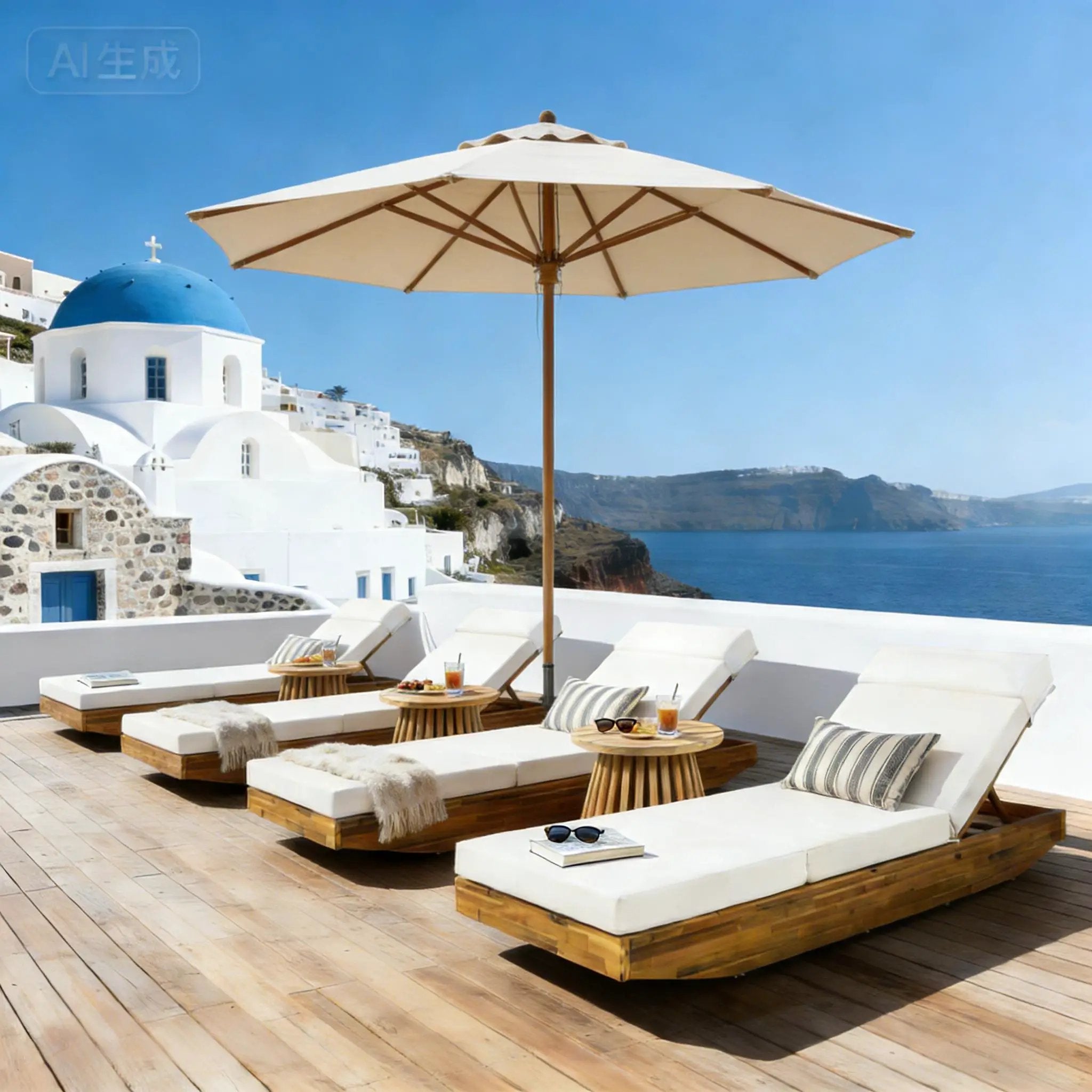 Modern Acacia Wood Outdoor Chaise Lounge by HouseOfZazla