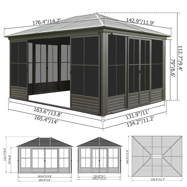 12x14FT Outdoor Sunroom Gazebo, photo 2 of 8