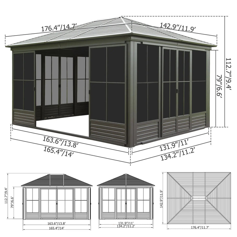 12x14FT Outdoor Sunroom Gazebo by HouseOfZazla