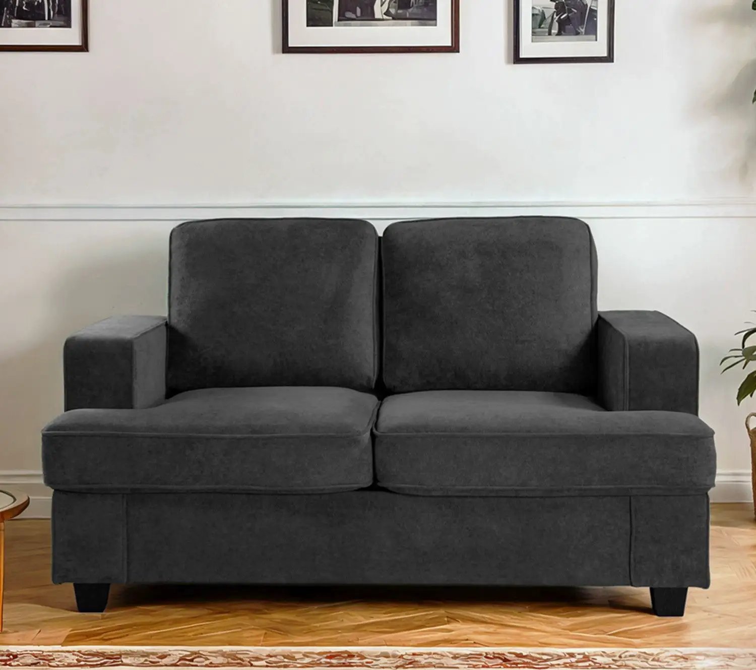 Modern Loveseat, Comfortable 2 Seater Couch With Deep Seating, Loose Back Cushions, Wide Arms by HouseOfZazla