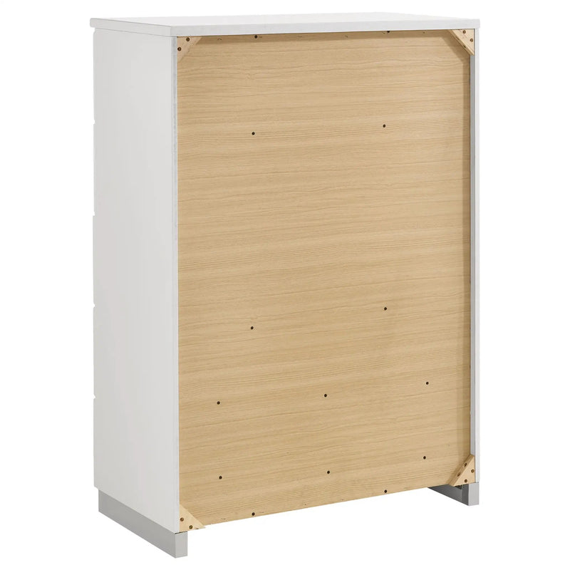 Felicity 5-drawer Bedroom Chest White High Gloss by Unique Piece Furniture