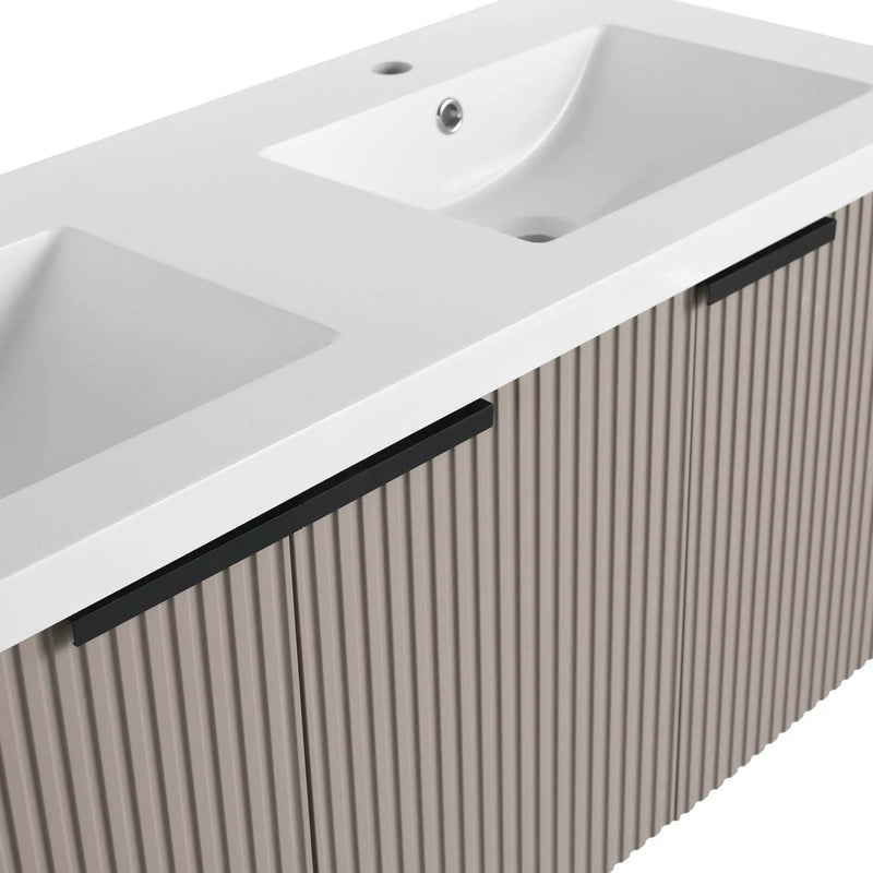 Contemporary Wall Mounted Bathroom Vanity With Resin Double Sink by HouseOfZazla