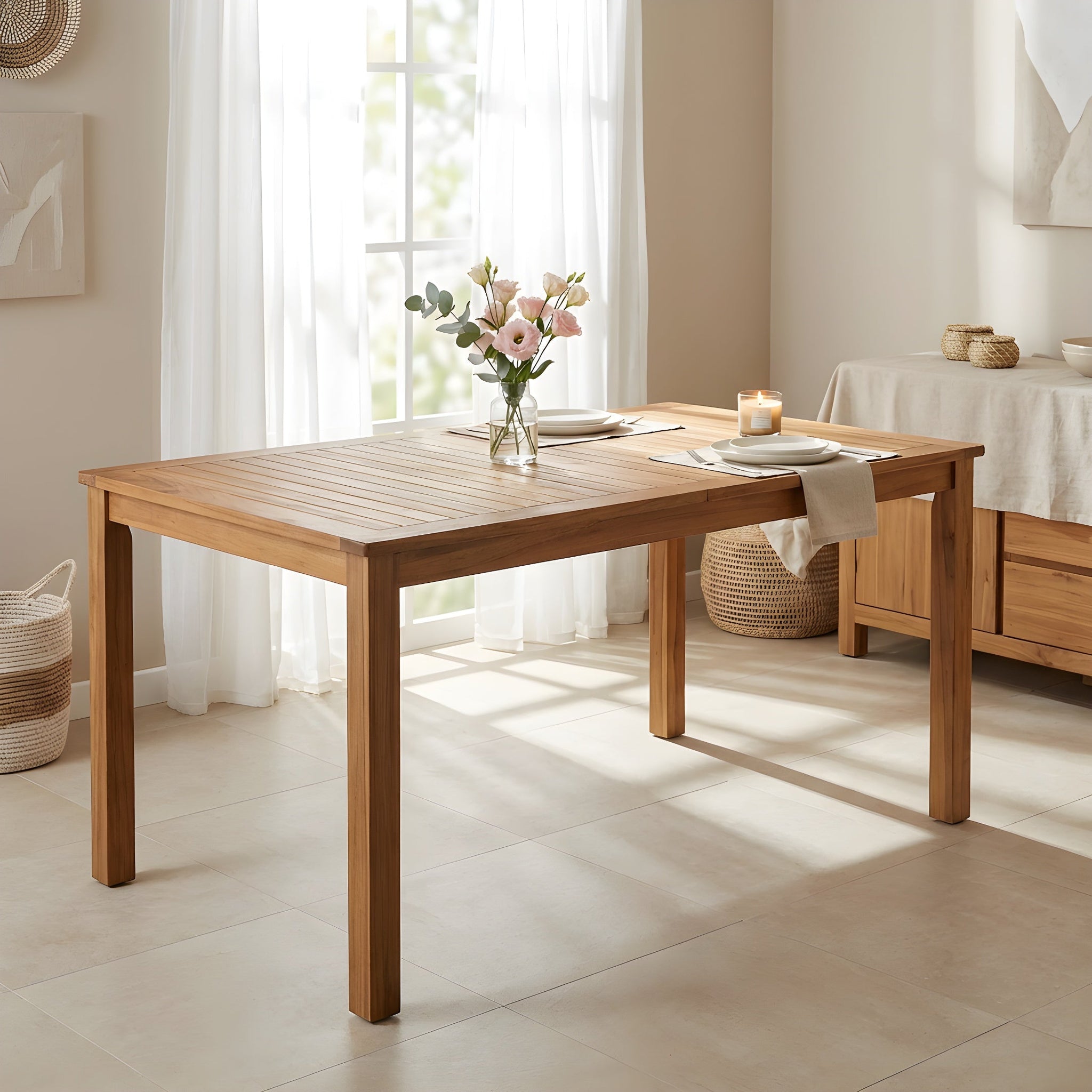 TOPMAX Patio Wooden Dining Table, 67"L Rectangular by HouseOfZazla