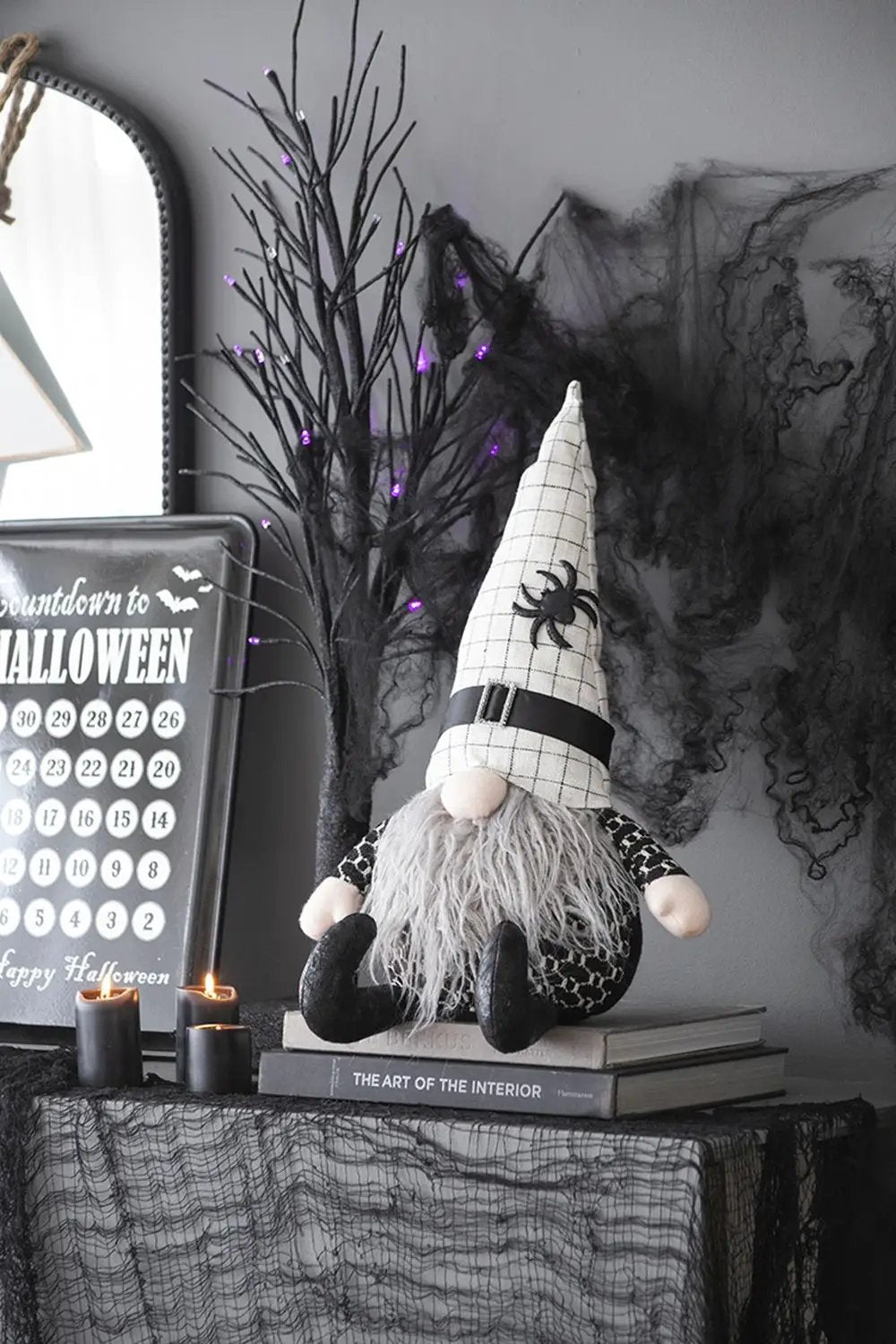 Sitting Gnome With Hat Spider, For Halloween Decor by HouseOfZazla