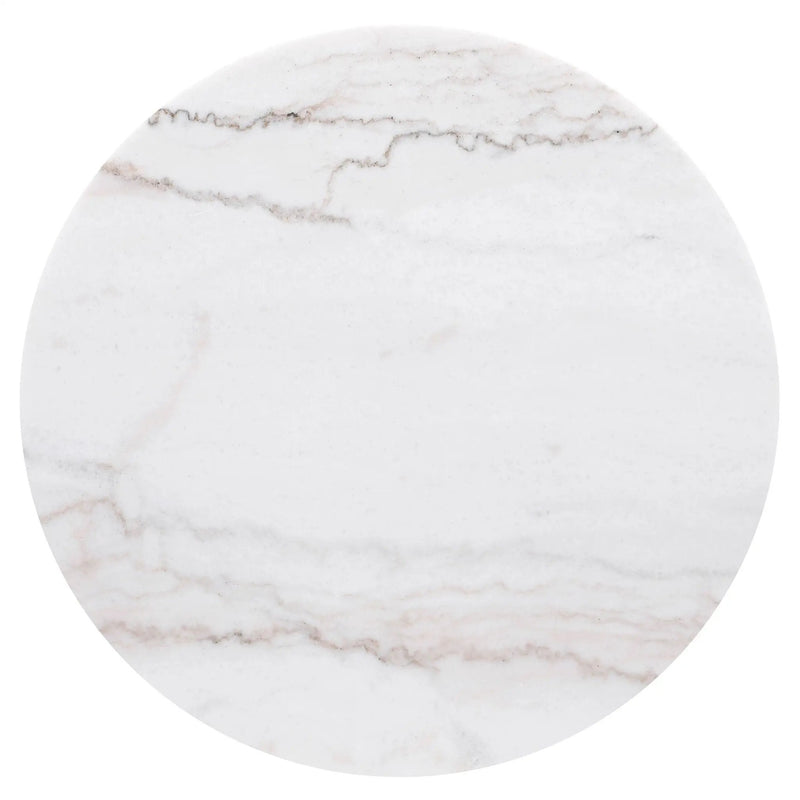 Jason Round White Marble Top Side End Table Charcoal by Unique Piece Furniture
