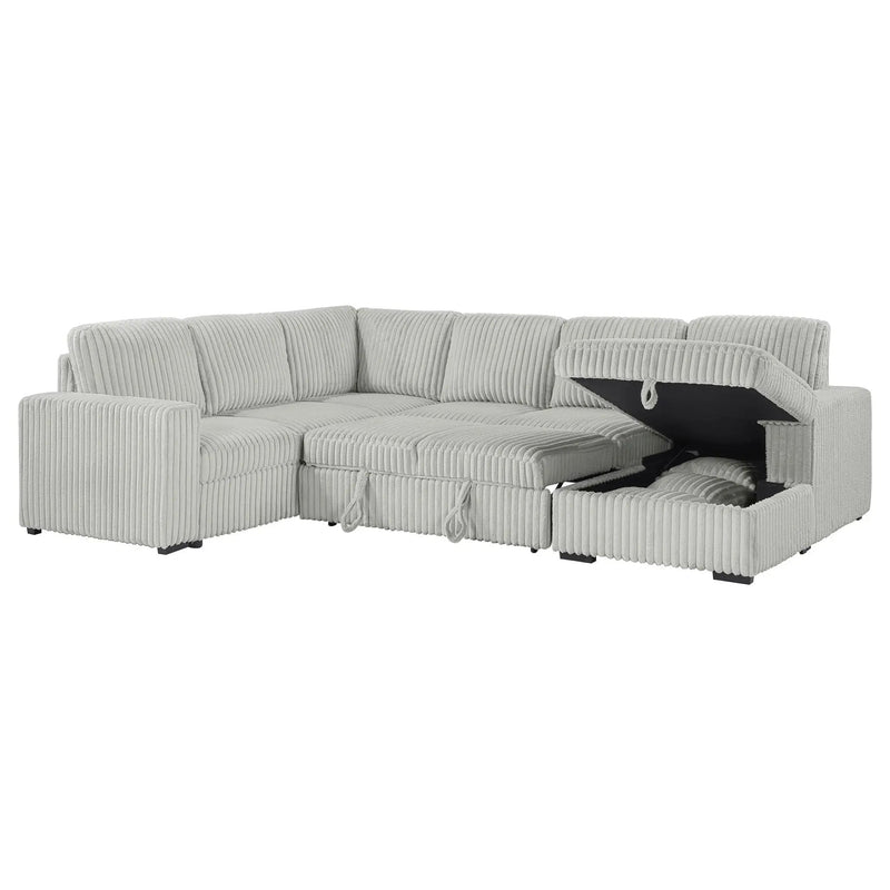 Devonshire Sleeper Sectional Sofa Storage Chaise Grey by Unique Piece Furniture
