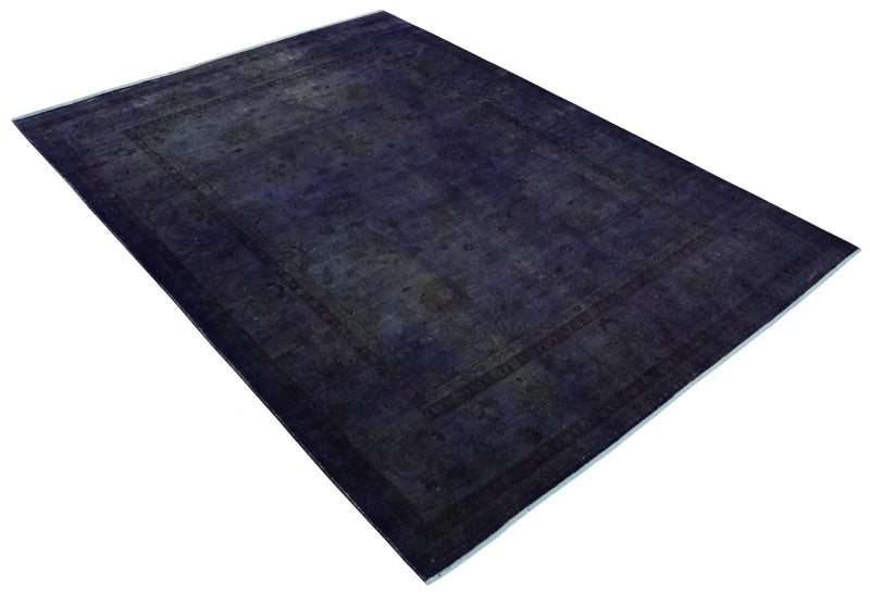 8.4x11.5 Overdyed Royal Dark Purple Hand Knotted Traditional Oushak Wool Area Rug by The Rug Decor