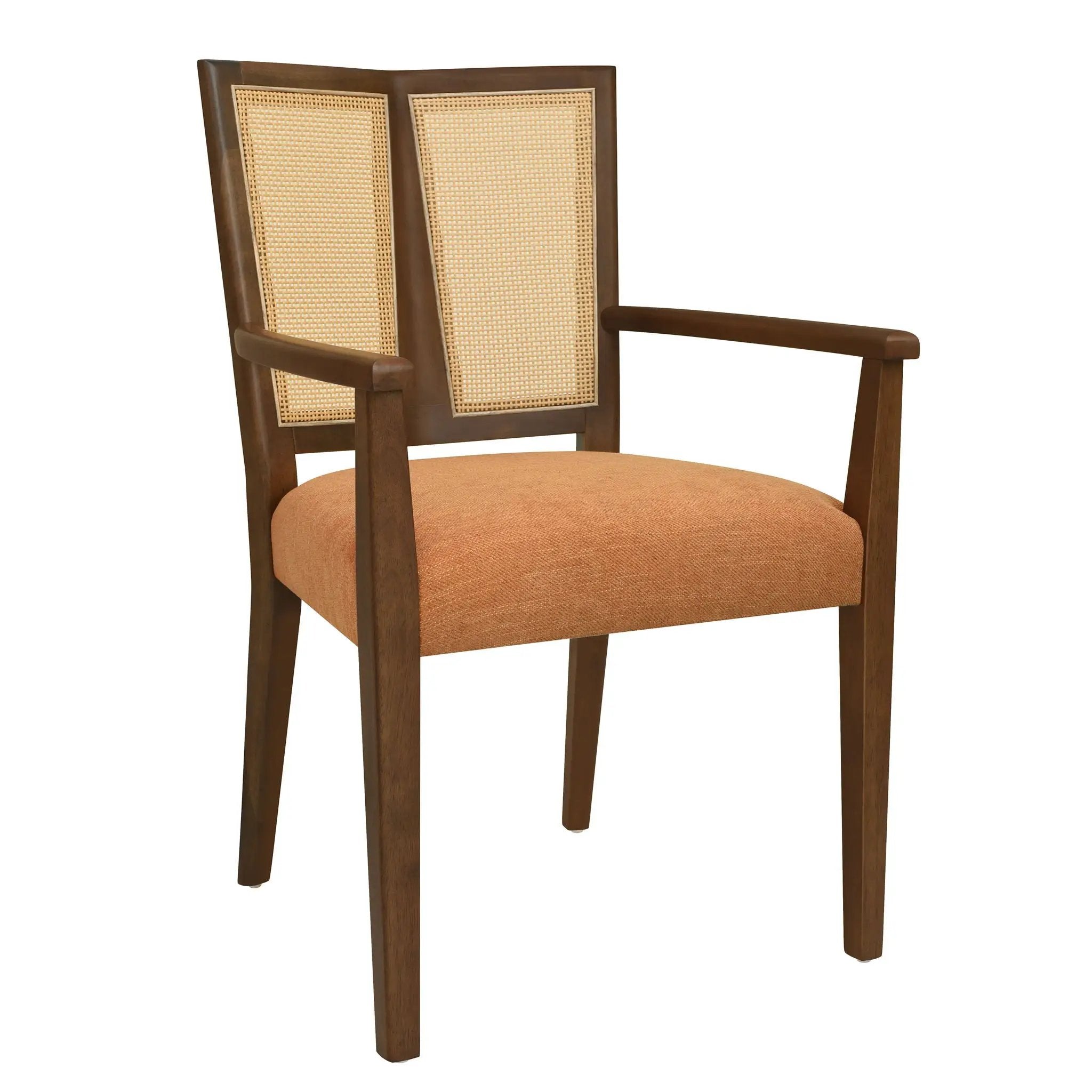 Mid Century Modern Arm Dining Chair Set With Rattan Backrest by HouseOfZazla