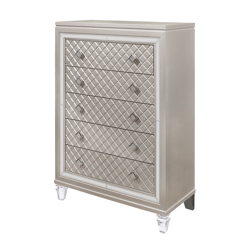 Champagne Glam Chest with Mirrored Accents and Jewel Hardware, photo 2 of 6