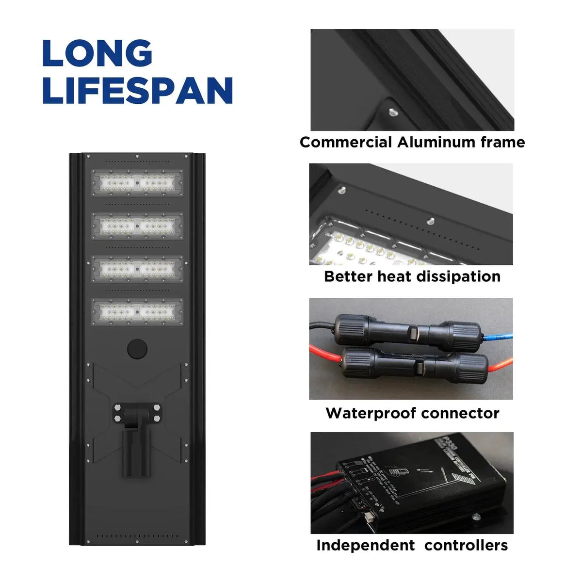 8500W Commercial Solar Power LED Parking Lot / Street/ Arena Light 160000 Lumen - (Black) by Outdoor Solar Outlet