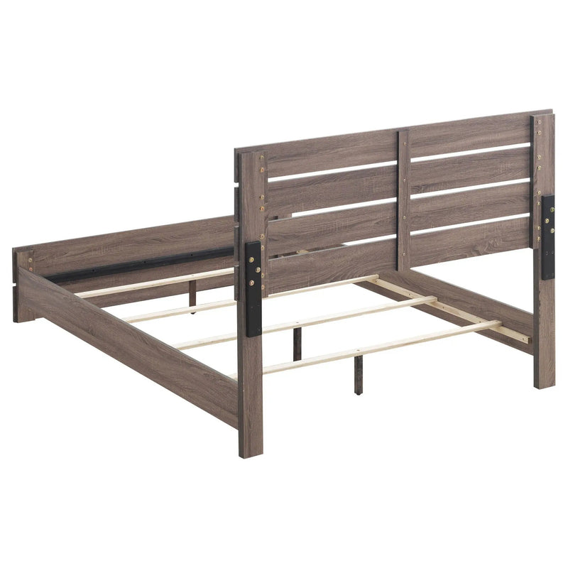 Brantford Wood Eastern King Panel Bed Barrel Oak by Unique Piece Furniture