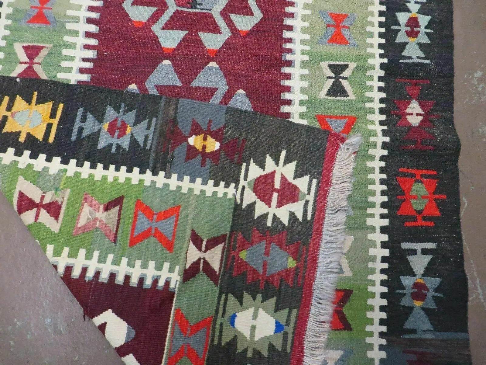 3' 8" X 5' Vintage Turkish Kilim Handmade Flat Weave Wool Rug Veg Dyes by Jewel Rugs